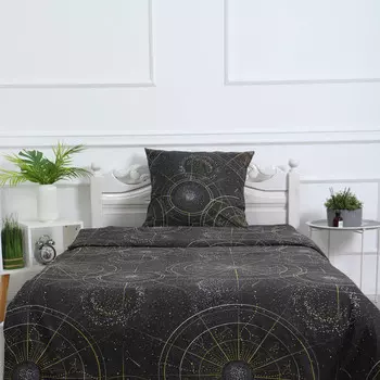 Комплект постельного белья 1,5 сп Созвездие черный, 150х210 см, 150х210 см, 70х70 см, бязь, 120г/м, хл100%