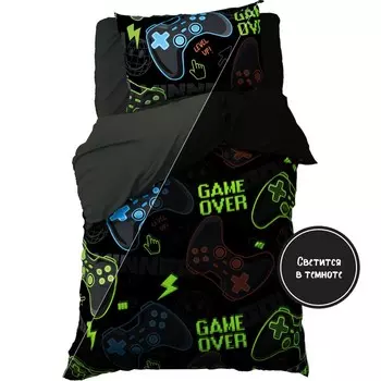 Постельное бельё 1.5-спальное «Этель» Game over, бязь