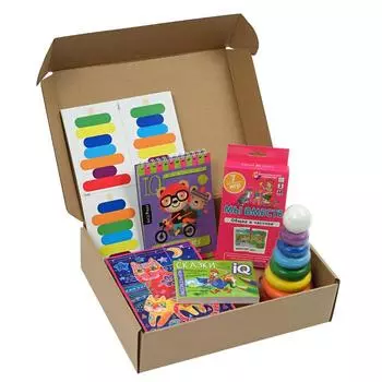 Комплект. Посылка средняя с IQ-играми для развития нестандартного мышления (3-6 лет). С пирамидкой