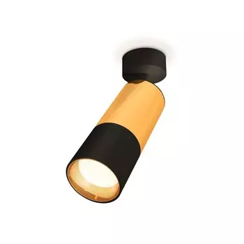 Комплект поворотного светильника Ambrella light, Techno, XM6302010, GU5.3, цвет чёрный песок, золото желтое полированное
