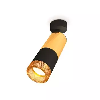 Комплект поворотного светильника с композитным хрусталём Ambrella light, Techno, XM6302011, GU5.3, цвет чёрный песок, золото желтое полированное