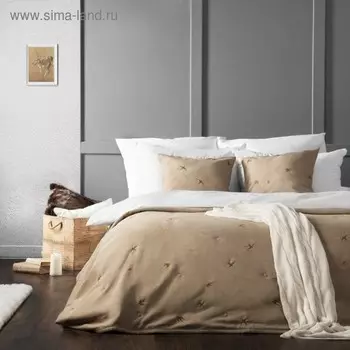 Комплект «Прайм»: покрывало 230 х 250 см, наволочки 45 х 45 см - 2 шт, бежево - коричневый