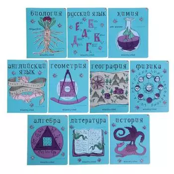 Комплект предметных тетрадей 48 листов "Школа волшебства", 10 предметов, обложка мелованный картон, матовая ламинация, блок офсет