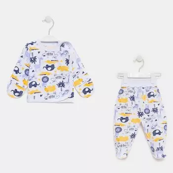 Комплект (распашонка, ползунки) детский, цвет белый/животные, рост 56 см