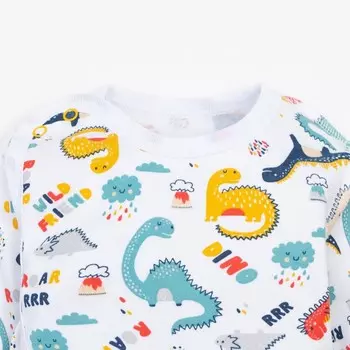 Комплект (распашонка, ползунки) для мальчика «Dino», цвет белый/жёлтый, рост 56 см