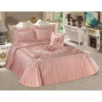 Комплект Rozalinda: покрывало 260 × 270 см, наволочки 50 × 70 см - 2 шт., 35 × 35 см - 1 шт., пудра