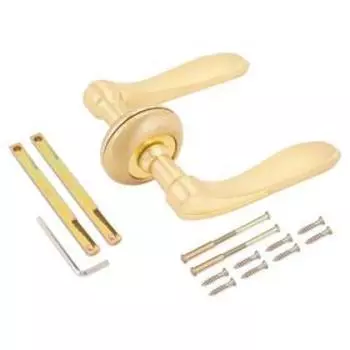 Комплект ручек RENZ DH 49-08 SG/GP Эмилия, латунь матовая/латунь блестящая