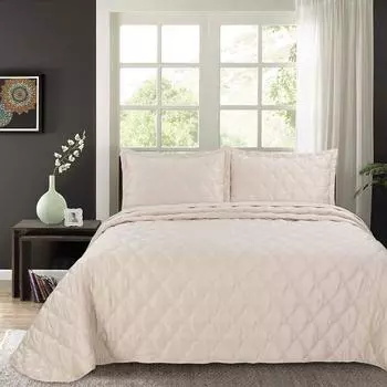 Комплект с покрывалом «Одри», размер 240х260 см, 50х70 см - 2 шт, цвет кремовый