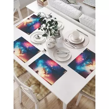 Комплект салфеток для сервировки стола «Салют зимой», прямоугольные, размер 32х46 см, 4 шт