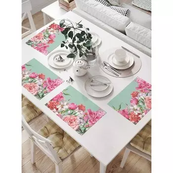 Комплект салфеток для сервировки стола «Цветы в подарок», прямоугольные, размер 32х46 см, 4 шт