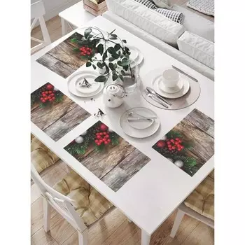 Комплект салфеток для сервировки стола «Рождественское настроение», прямоугольные, размер 32х46 см, 4 шт