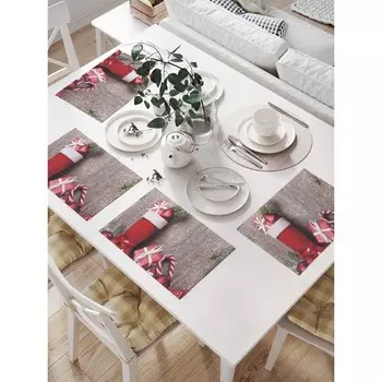Комплект салфеток для сервировки стола «Новогодние подарки», прямоугольные, размер 32х46 см, 4 шт