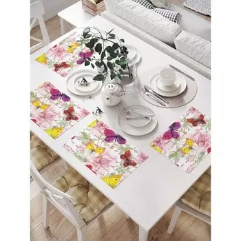 Комплект салфеток для сервировки стола «Письмо в бабочках», прямоугольные, размер 32х46 см, 4 шт