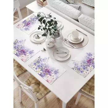 Комплект салфеток для сервировки стола «В цветочный мир», прямоугольные, размер 32х46 см, 4 шт