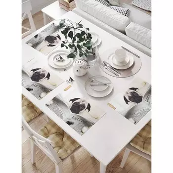 Комплект салфеток для сервировки стола «Собака с газетой», прямоугольные, размер 32х46 см, 4 шт