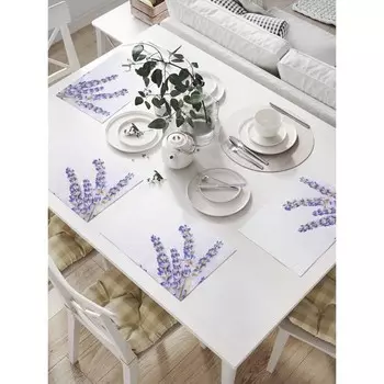 Комплект салфеток для сервировки стола «Букет лаванды», прямоугольные, размер 32х46 см, 4 шт