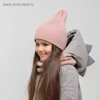 Комплект (шапка,снуд) для девочки, цвет пудра, размер 52-56