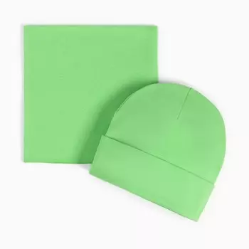 Комплект (шапка, снуд) для девочки, цвет салатовый, размер 50-54