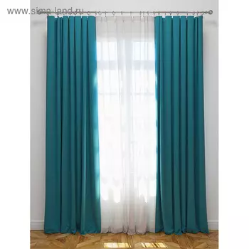 Комплект штор, 170 х 270 см, вуаль 300 х 270 см, бирюзовый