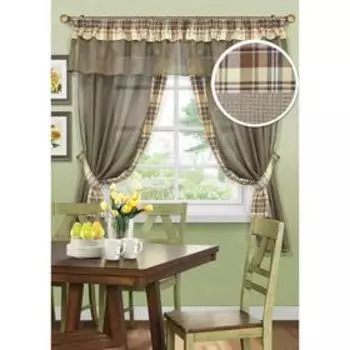 Комплект штор Andy-S, размер 155x170 см - 2 шт, ламбрекен 280x57 см, 2 подхвата