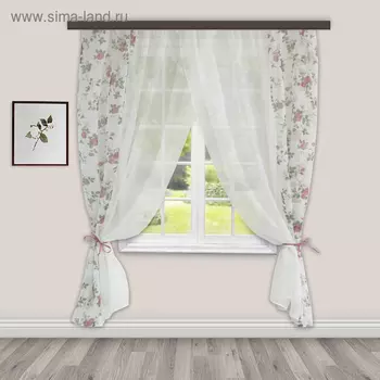 Комплект штор для кухни Акварель 280х160 см, красный, 100% полиэстер