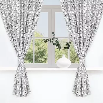 Комплект штор для кухни Этель Leaves, 149180 см - 2 шт., подхваты - 2 шт., 100% хлопок