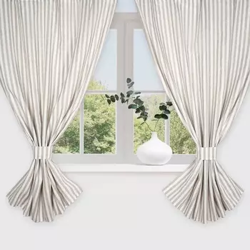 Комплект штор для кухни Этель Soprano, 140180 см-2 шт., подхваты 2 шт., лен 100%,180 г/м