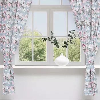 Комплект штор для кухни с подхватами «Доляна. Магнолия», 150180 см - 2 шт., 50% хлопок, 50% п/э