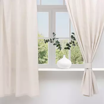 Комплект штор для кухни с подхватами Доляна My magic kitchen, 149180±3 см - 2 шт., рогожка 160 г/м