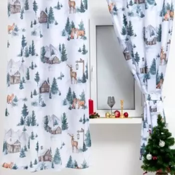 Комплект штор для кухни с подхватами Forest animals 145180 см-2 шт., габардин