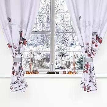 Комплект штор для кухни с подхватами "Winter season" 145х180 +/-5см-2 шт., габардин