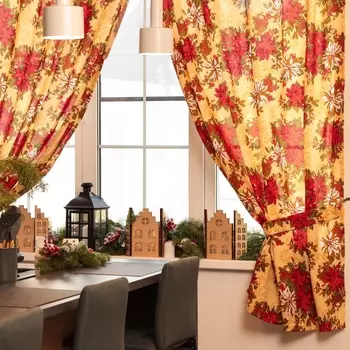 Комплект штор Доляна «Новогодние украшения» 145180 см - 2штуки. с подхватами, 100% п/э, 140 г/м