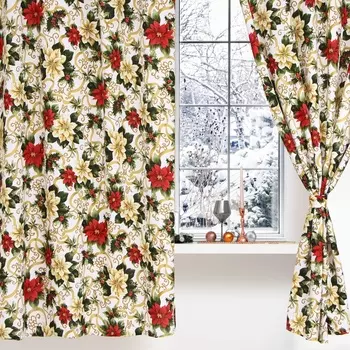 Комплект штор Доляна «Праздничные украшения» 145180 см - 2штуки. с подхватами, 100% п/э, 140 г/м