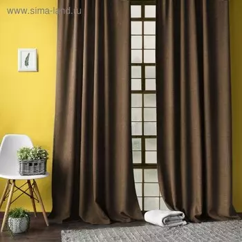 Комплект штор «Джерри», размер 140 х 270 см - 2 шт, подхват - 2 шт, цвет коричневый