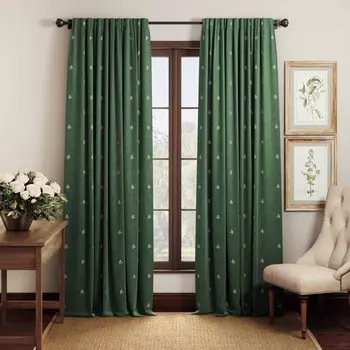 Комплект штор «Гинко», размер 145х270 см, цвет изумрудный