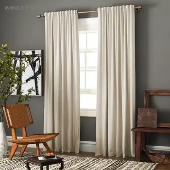 Комплект штор «Ибица», размер 200 х 270 см - 2 шт, подхват - 2 шт см, цвет кремовый