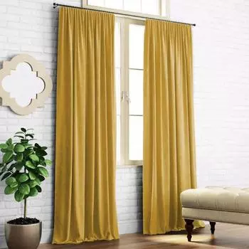 Комплект штор «Ким», размер 140 х 270 см - 2 шт, горчичный