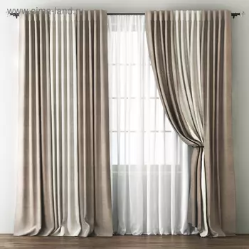 Комплект штор «Кирстен», размер 170 х 270 см, бежево - коричневый / кремовый