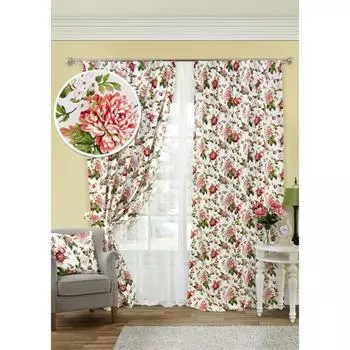 Комплект штор на тесьме Red Luly - ST, размер 280х280 см, тюль - 300х280 см