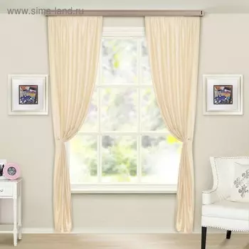 Комплект штор портьерных «Тергалет», 140х260см- 2 шт, цвет молочный, п/э