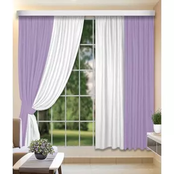 Комплект штор, размер 160x250 см, 2 шт, цвет сиреневый белый