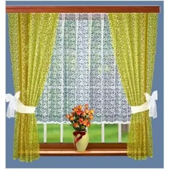 Комплект штор, размер 165 х 160 см - 2 шт, 200 х 100 см, цвет оливковый