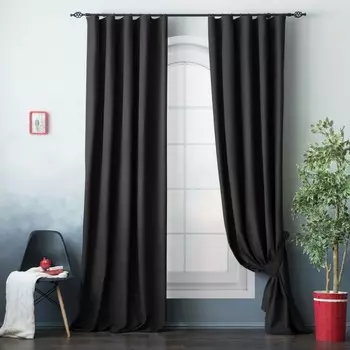 Комплект штор с подхватами «Билли», размер 2х170х270 см, цвет черный