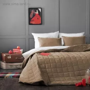 Комплект «Софт»: покрывало 160 х 220 см, наволочка 40 х 40 см - 2 шт, цвет тёмно - бежевый