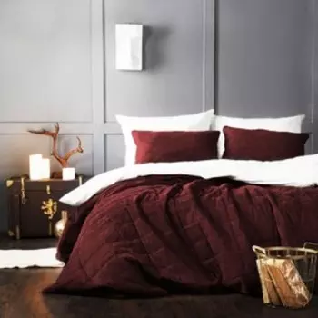 Комплект «Софт»: покрывало 250х270 см, наволочка 40х60 см - 2 шт, цвет бордовый