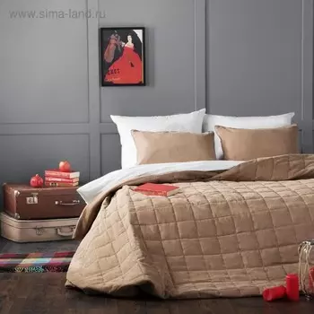 Комплект «Софт»: покрывало 250 х 270 см, наволочка 40 х 60 см - 2 шт, цвет тёмно - бежевый
