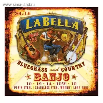 Комплект струн для 5-струнного банджо La Bella 730L-LE Banjo нерж.сталь, Light, 10-10