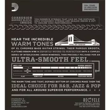 Комплект струн для 5-струнной бас-гитары D'Addario ECB81-5 Chromes