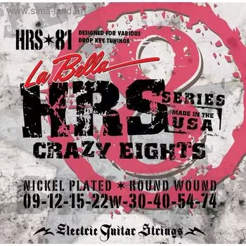Комплект струн для 8-струнной электрогитары La Bella HRS-81 HRS Crazy Eights