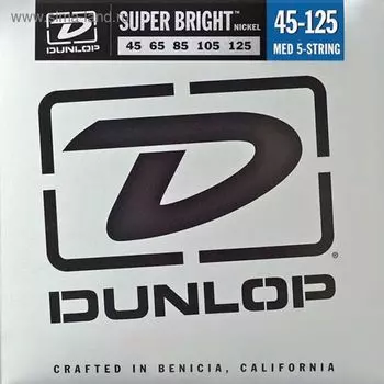 Комплект струн для бас-гитары Dunlop DBSBN45125 Super Bright, никелированные, Medium, 45-125 21738